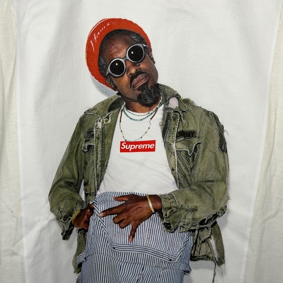 Supreme White Tee with Andre 3000 Graphic Print - Picture 2 of 5